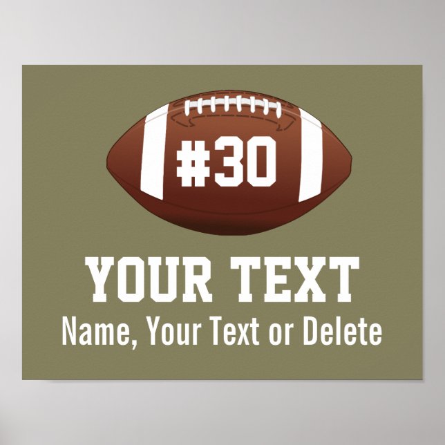 Personalized Football Sports Poster Name Number (Front)