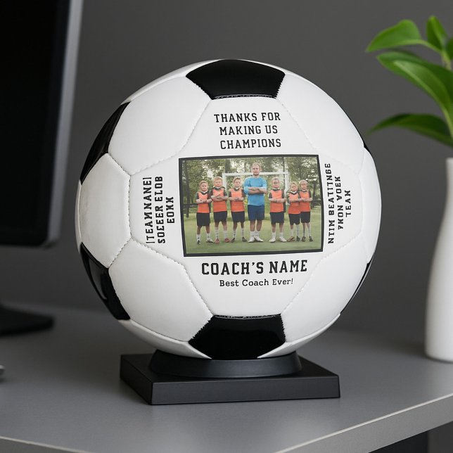 Personalized Football Team Coach with Photo Text Soccer Ball (Creator Uploaded)