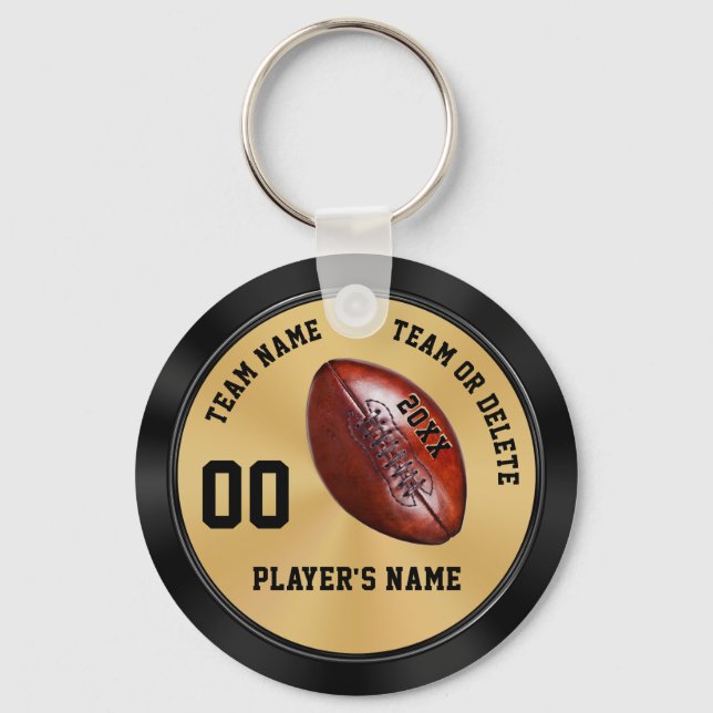 Personalized Football Team Gifts, Black and Gold Keychain (Front)