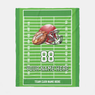 Personalized Football Team Player Fleece Blanket