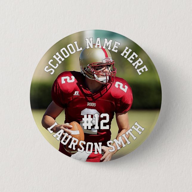 Personalized Football Team Player Name Number 2 Inch Round Button (Front)