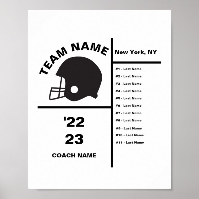 Personalized Football Team With Players Poster (Front)