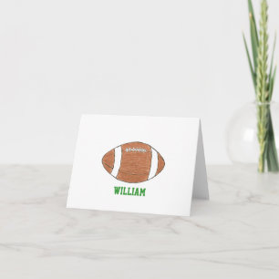 Personalized football theme notecards with name