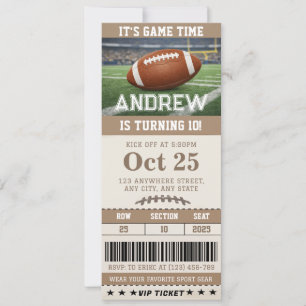 Personalized Football-Themed Birthday Ticket  Invitation