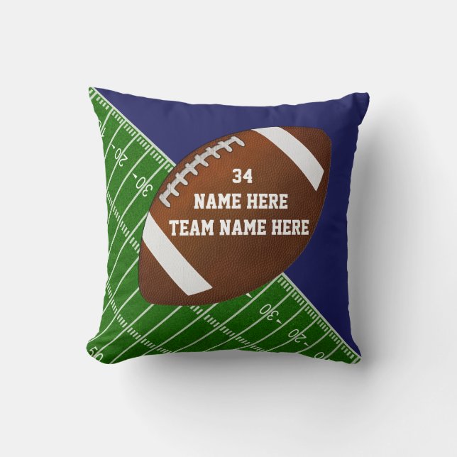 Personalized Football Throw Pillows with YOUR TEXT (Front)