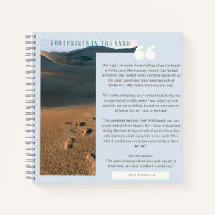 Personalized Footprints In Sand Poem Gratitude Notebook