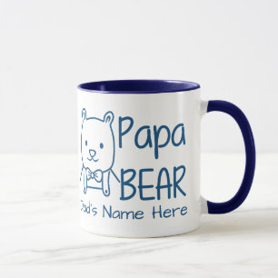 Personalized for Dad Blue Papa Bear two-sided Mug