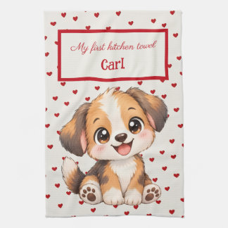 Personalized for Kids, Cute Puppy, My first Kitchen Towel