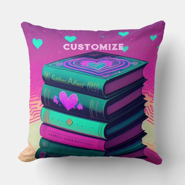 Personalized For The Love Of Books Throw Pillow (Front)