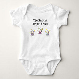 personalized for triplet girls, gift idea,  baby bodysuit