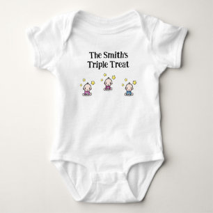 personalized for triplets, triplets gift idea, baby bodysuit