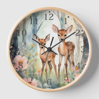 Personalized Forest Fawn Wall Clock