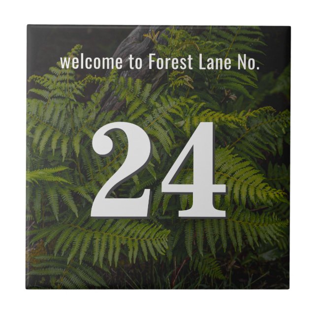 Personalized forest fern House / Apartment Number Tile (Front)