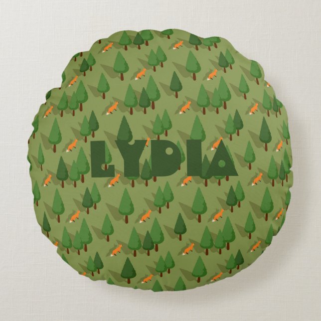 Personalized Forest Fox Baby  Round Pillow (Front)