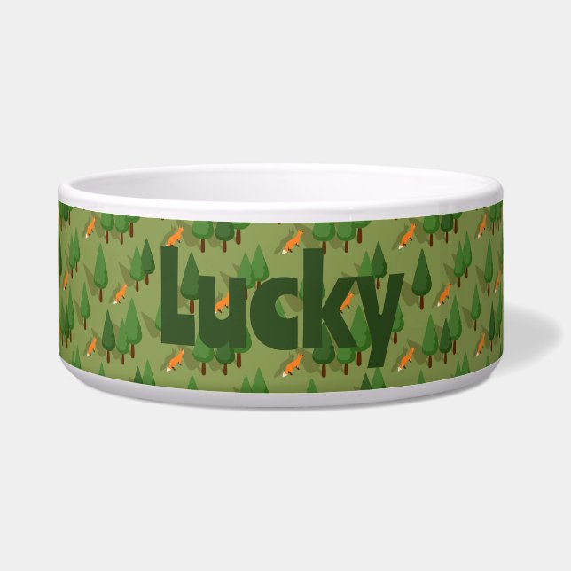 Personalized Forest Fox Pet Bowl (Front)