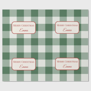 Personalized Forest Green Buffalo Check Christmas Wrapping Paper