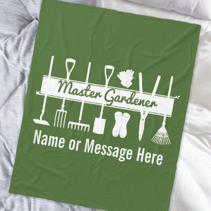 Personalized Forest Green Modern Master Gardener Fleece Blanket
