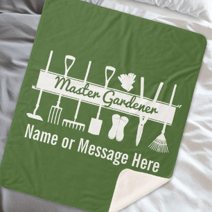 Personalized Forest Green Modern Master Gardener Sherpa Blanket