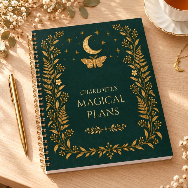 Personalized Forest Green Moon Moth Witchy Planner (Personalized Forest Green Moon Moth Witchy Planner)