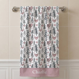 Personalized Forest Tree Kids Bath Towel