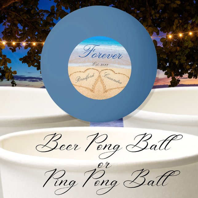 Personalized Forever | Hearts in Sand   Ping Pong Ball (Creator Uploaded)