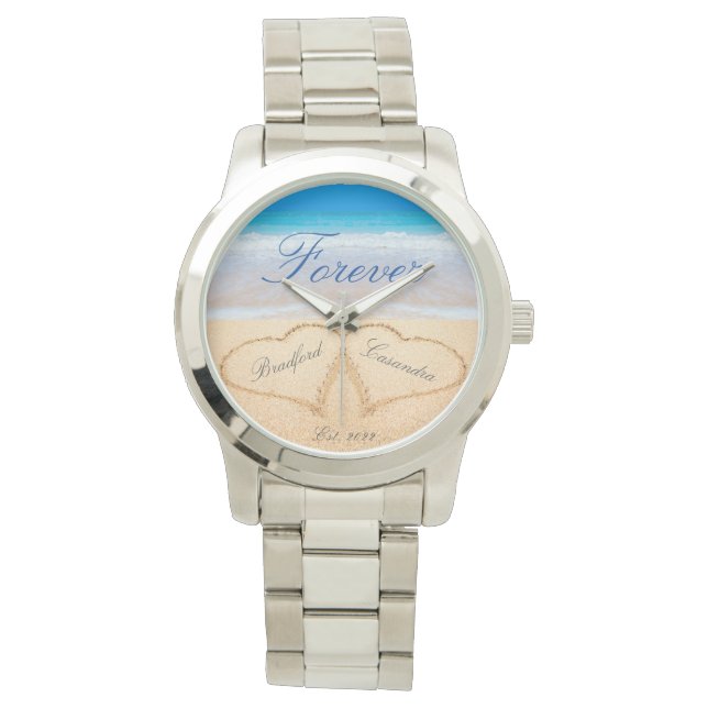 Personalized Forever | Hearts in Sand  Wedding  Watch (Front)