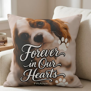 Personalized Forever in Our Hearts Pet Memorial Throw Pillow