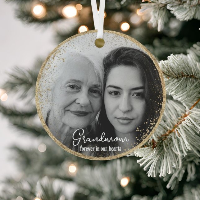 Personalized Forever in our Hearts Photo Memory Metal Ornament (Creator Uploaded)