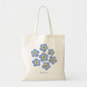 Personalized Forget me not blue flower Tote Bag