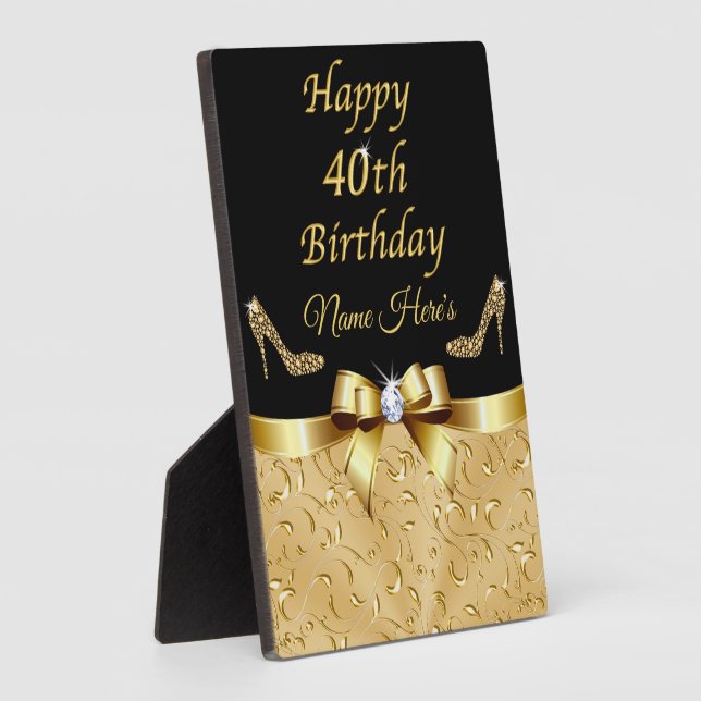 Personalized, Fortieth Birthday Gifts for Her, Plaque (Side)