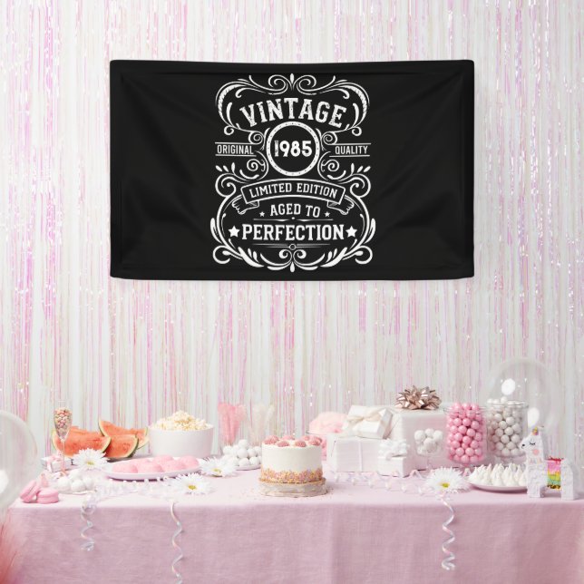 Personalized forty vintage 40th birthday party banner (Party)