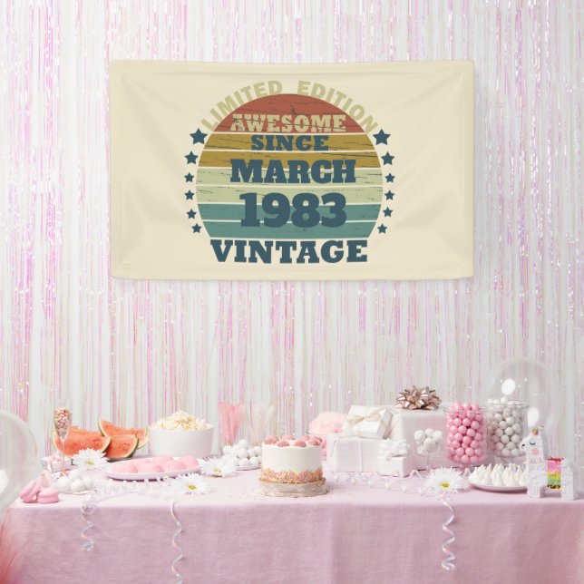 Personalized forty vintage 40th birthday party banner (Party)