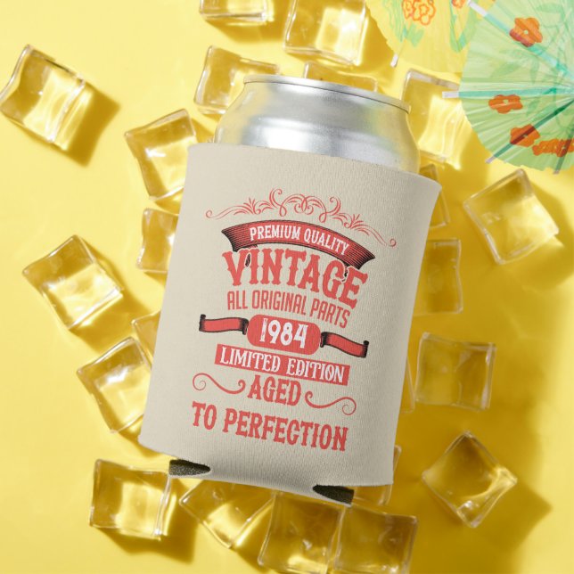 Personalized forty vintage 40th birthday party can cooler (In Situ Summer)