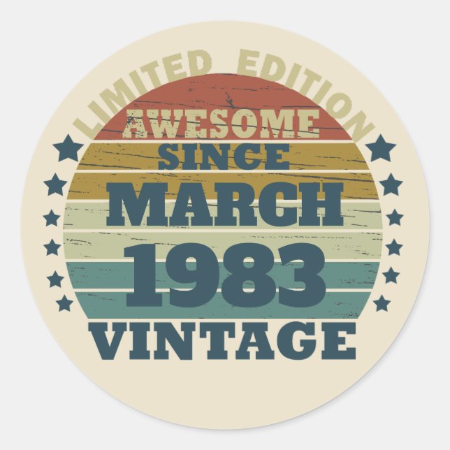 Personalized forty vintage 40th birthday party classic round sticker (Front)