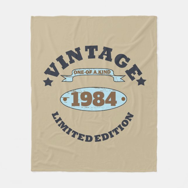 Personalized forty vintage 40th birthday party fleece blanket (Front)