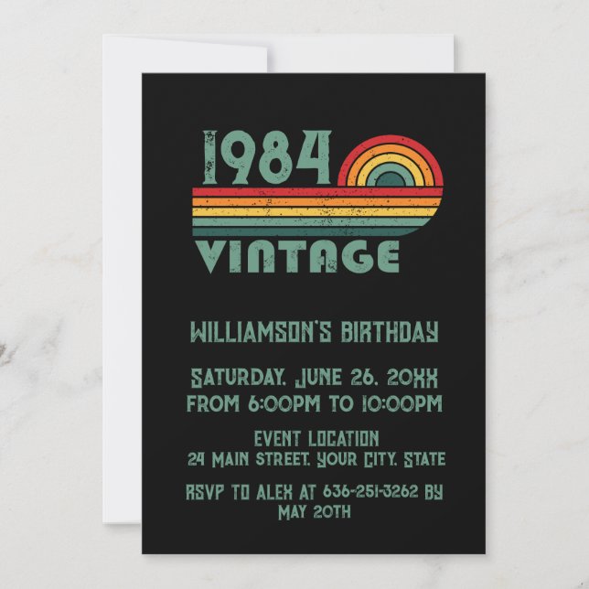 Personalized forty vintage 40th birthday party invitation (Front)