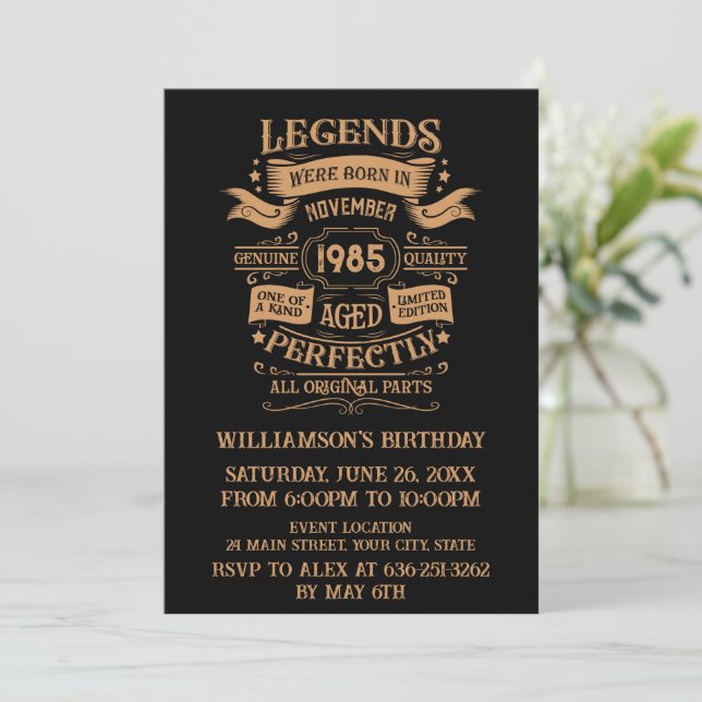 Personalized forty vintage 40th birthday party invitation (Standing Front)