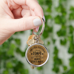Personalized forty vintage 40th birthday party keychain