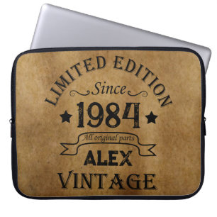 Personalized forty vintage 40th birthday party laptop sleeve