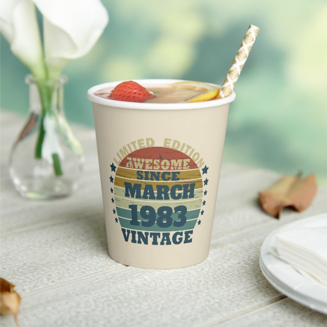 Personalized forty vintage 40th birthday party paper cups (Insitu)