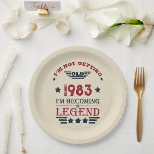 Personalized forty vintage 40th birthday party paper plate