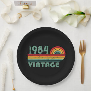 Personalized forty vintage 40th birthday party paper plate