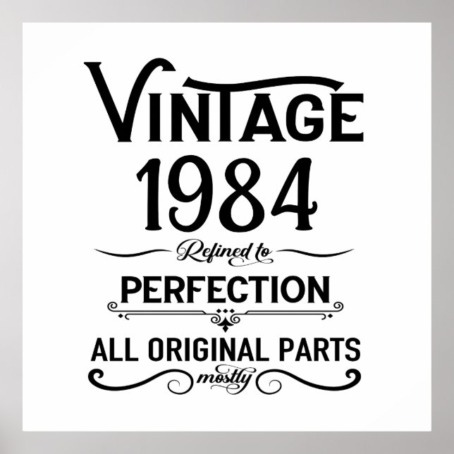 Personalized forty vintage 40th birthday party poster (Front)