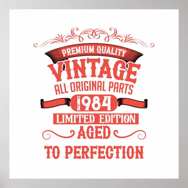 Personalized forty vintage 40th birthday party poster (Front)