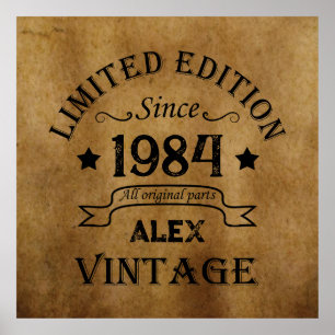 Personalized forty vintage 40th birthday party poster