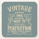 Personalized forty vintage 40th birthday party square paper coaster<br><div class="desc">Make your birthday special with this unique design. Add a touch of sophisticated elegance to your birthday celebration with our exquisite, one-of-a-kind designs. These graphics bring sophistication and originality to any product, creating a memorable and stylish gift. They are perfect for those who appreciate a touch of timeless glamour on...</div>