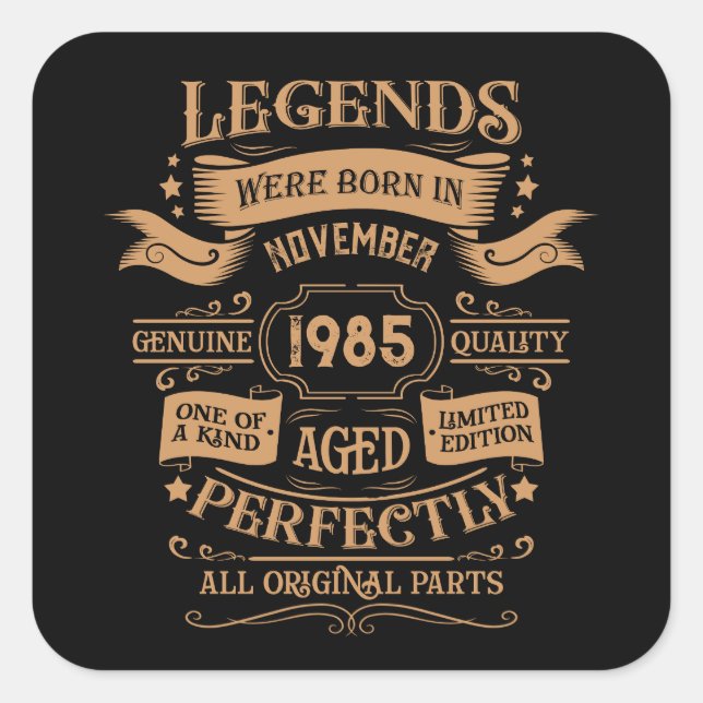 Personalized forty vintage 40th birthday party square sticker (Front)