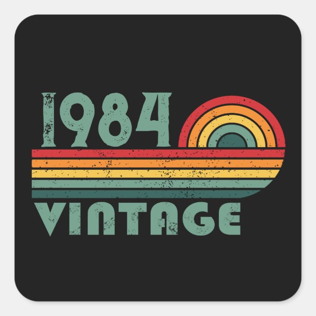 Personalized forty vintage 40th birthday party square sticker (Front)