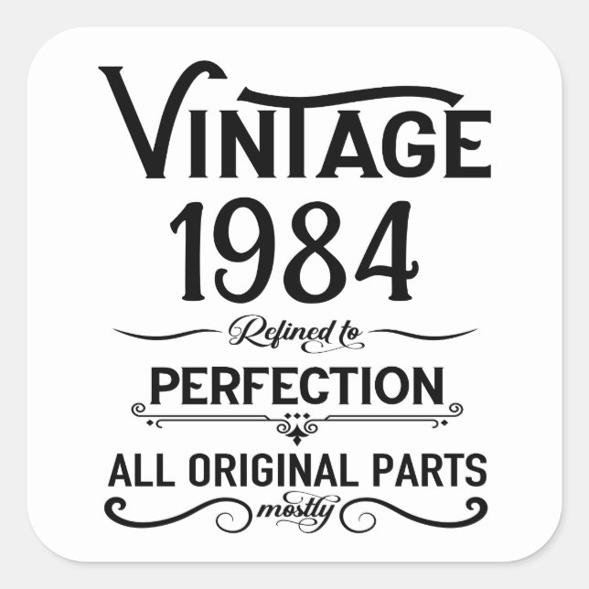 Personalized forty vintage 40th birthday party square sticker (Front)