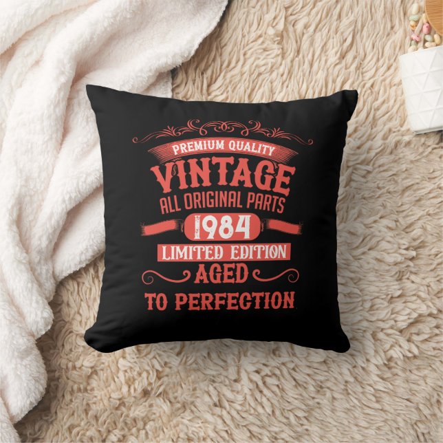 Personalized forty vintage 40th birthday party throw pillow (Blanket)